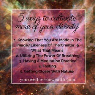 How does one cultivate spirituality in their lives/build a closer relationship with God ? 


1. We are Mini-Creators b/c we are made in the image and likeness of THE CREATOR. Do you know what that means for you? It means that you are continuously creating your own experience of life, whether you are aware of it or not. Start With The Universal Laws. i.e. Law of Attraction, etc.  

2. Breathe-Shu-Life Force Energy... Breathe is Life. Breath is Spirit. It gives life to the shell of a body that we inhabit. That is Powerful. Study & Practice Breathwork. 

3. Meditation. This is our time to go within and become aware of what's there when we are quiet. Some say, it is the place to hear the voice of God. 

4. Fasting. When you release the dependence you have on the physical, carnal, human aspect of yourself you can more easily tap into your Divine Nature-Pure Spirit.  

5. Return To Nature. Release all non-natural consumption. You can think of your body as a machine designed for a specific fuel and battery type. Our bodies were designed with specific protocols. How Close are you to nature? How natural is your body? What's your relationship with nature about?

 #spiritualgangster #spiritjunkie #bloglife #goaldigger #islay #yogi #spiritualblog #innerpeace #lawofattraction #spiritual #conscious #selfhelp #holistichealth